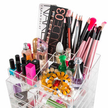 Load image into Gallery viewer, Buy cq acrylic extra large 8 tier clear acrylic cosmetic makeup storage cube organizer with 10 drawers the top of the different size of the compartment suitable for storing lipstick and makeup brush