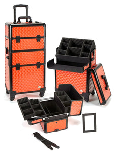 Pro 2 in 1 Makeup Case 4 Wheeled Spinner w/ Adjustable Dividers