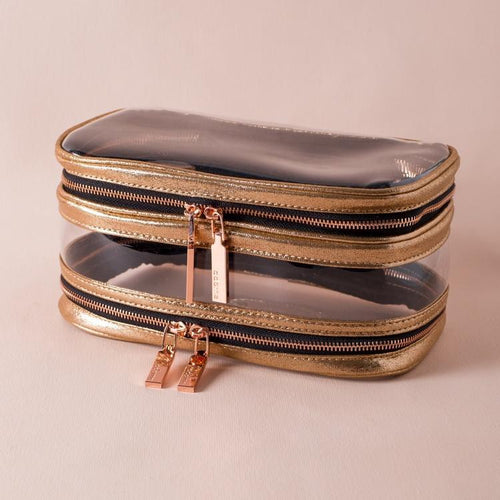 Adorne Clarity Make Up Case Copper Clear