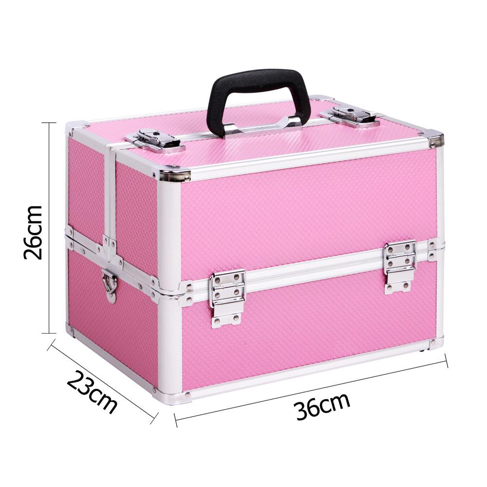 Portable Beauty Makeup Case Diagonal Square Pink