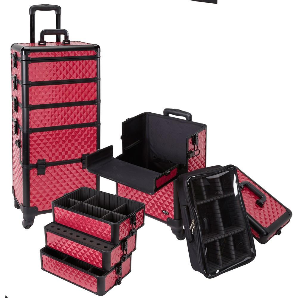 4 in 1 Rolling Professional Makeup Case w/ 4 360 Spinning Wheels