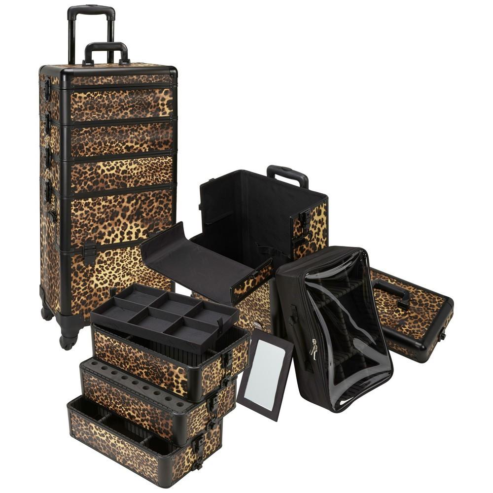 4 in 1 Rolling Professional Makeup Case w/ 4 360 Spinning Wheels