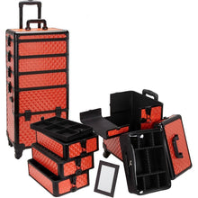 Load image into Gallery viewer, 4 in 1 Rolling Professional Makeup Case w/ 4 360 Spinning Wheels