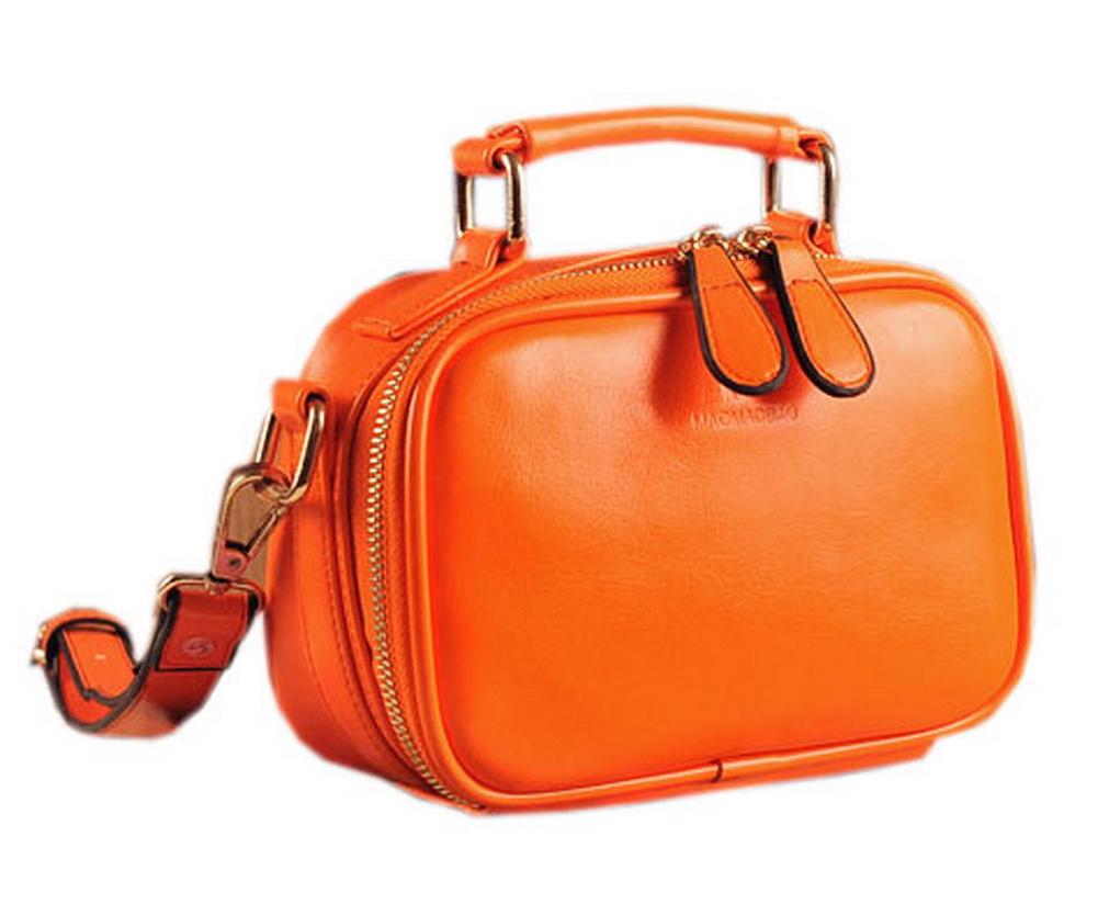 Fashion Solid Orange Makeup Case Leather Clutch