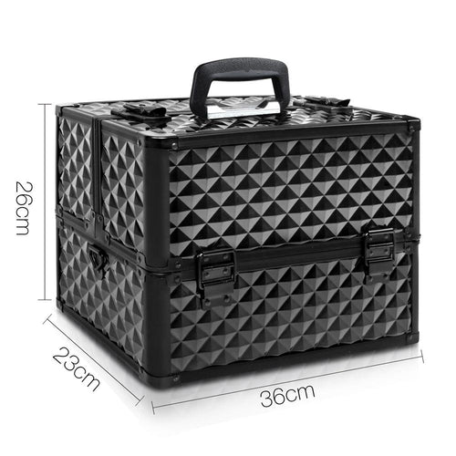 Portable Beauty Makeup Case Diamond Black