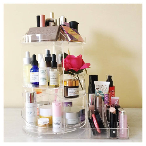 Rotating Makeup Organizer with Storage Tray