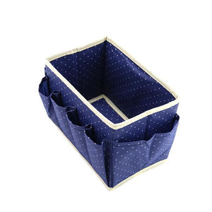 Dot Pattern Non-Woven Foldable Cosmetic Storage Box With 8 Pockets