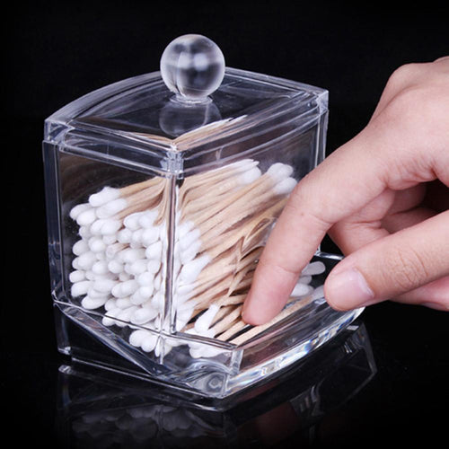 New Acrylic Cotton Swabs Storage Holder Box Transparent Makeup Case Cosmetic Container