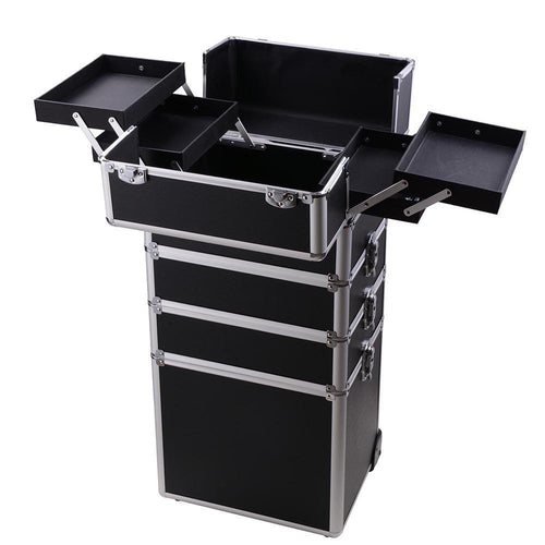 Byootique 4in1 Aluminum Rolling Makeup Case w/ Keylock Black