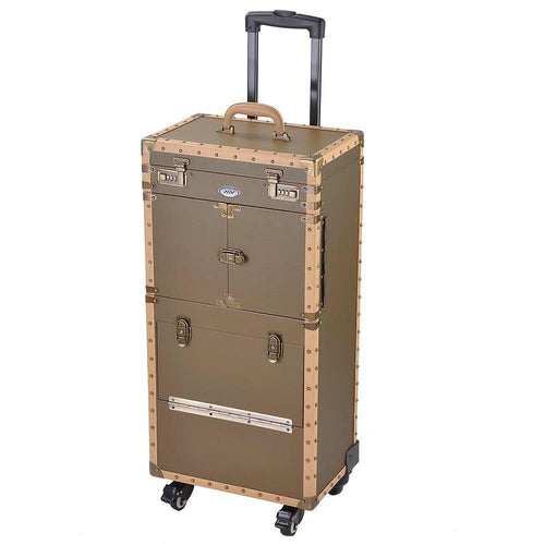 AW XL Rolling Makeup Lockable Hair Stylist Train Case Bronze