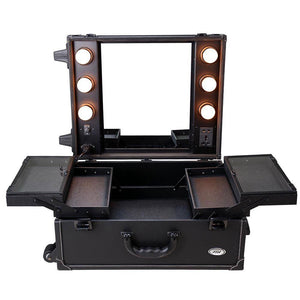 (UK) 50x40x22 Makeup Artist Studio Rolling Makeup Case w/ Light Mirror